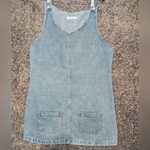 Misslook Light Wash Denim Pinafore Dress